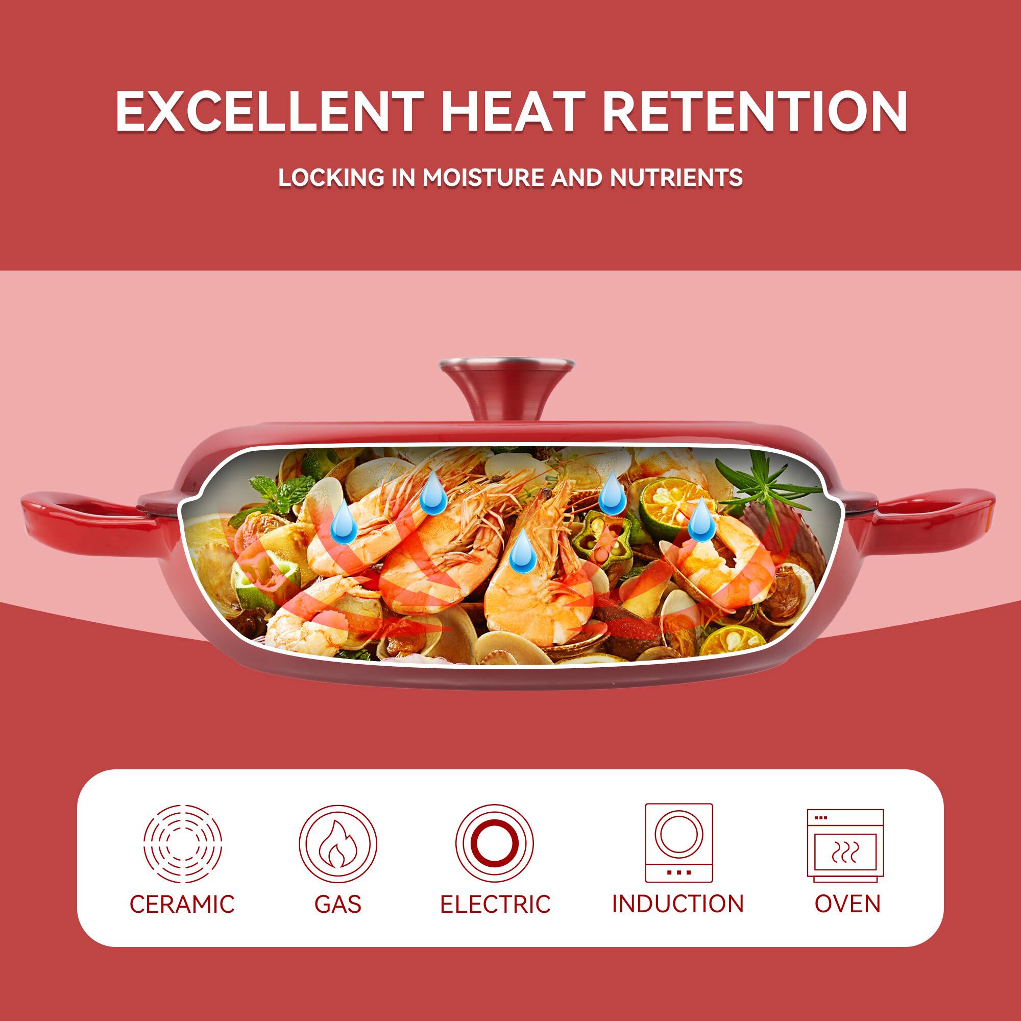 EXCELLENT HEAT RETENTION  
LOCKING IN MOISTURE AND NUTRIENTS  

CERAMIC  
GAS  
ELECTRIC  
INDUCTION  
OVEN