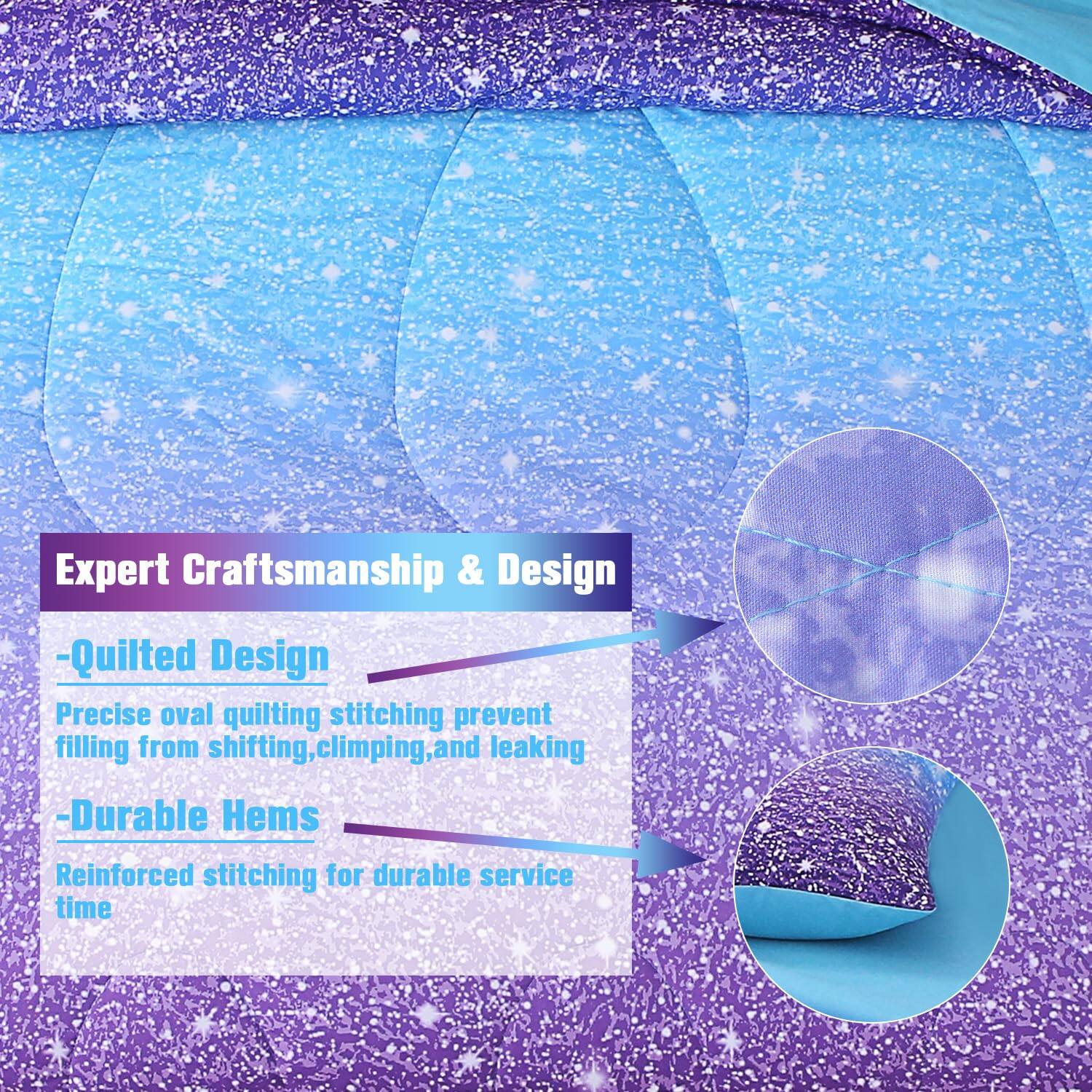 Expert Craftsmanship & Design

- Quilted Design  
  Precise oval quilting stitching prevent filling from shifting, clumping, and leaking

- Durable Hems  
  Reinforced stitching for durable service time