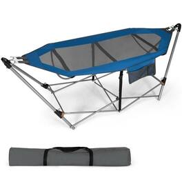 Hivvago - Portable Camping Foldable Hammock with Stand and Carry Case - Blue