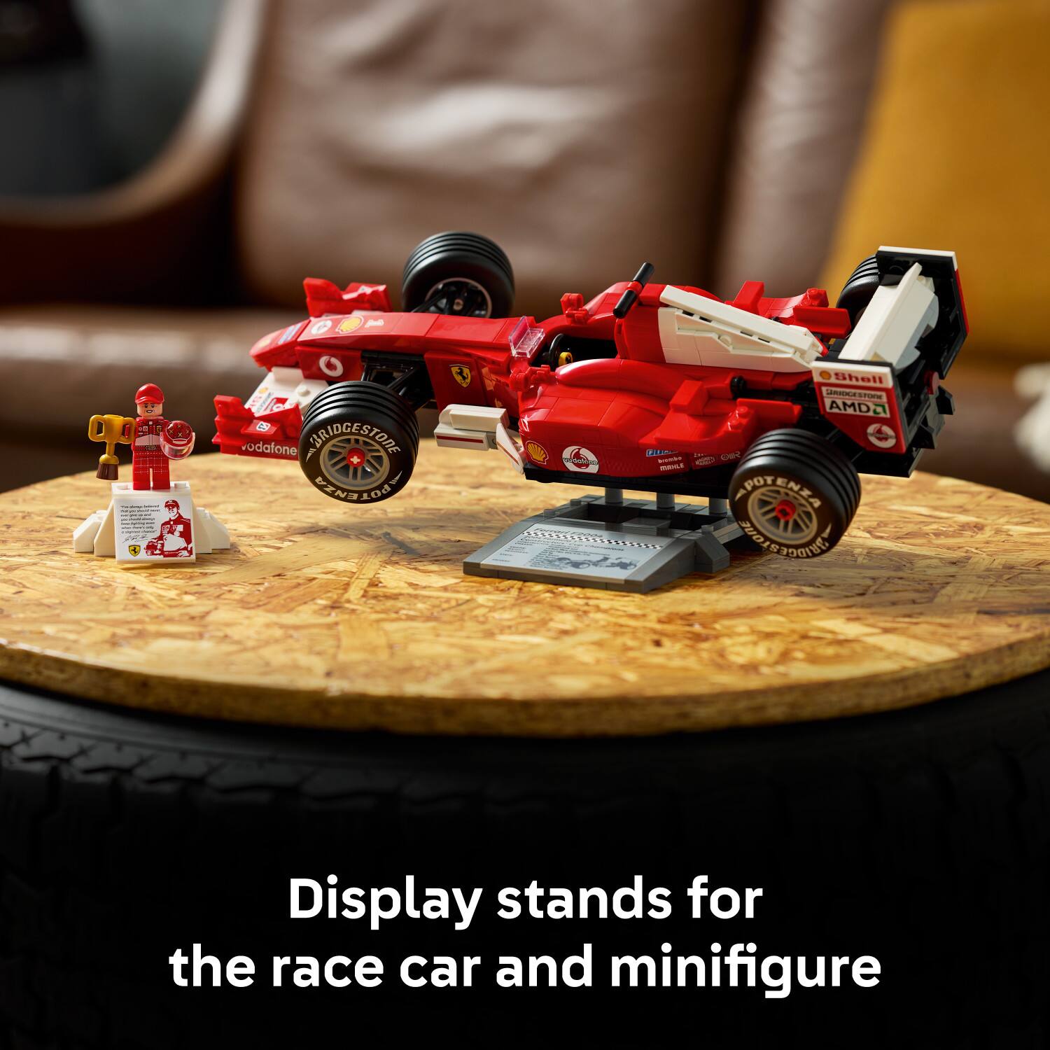 - I : : - vadalone SRIDGESTORE POTENTA Bhell SAMIOGESTO - ST AMDA adda - mda Se -L APOT ENZA G

Display stands for the race car and minifigure