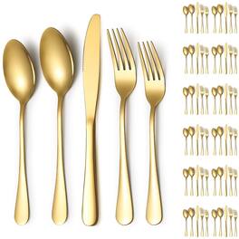 Dazzed Corner - Silverware Set 60 Pieces Service for 12, Flatware Set - Gold