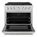Angle. ZLINE - 36 in. Wide 6 Burner Paramount Dual Fuel Range with Convection Oven (SDR-WM-36) - Satin Steel/White Matte.