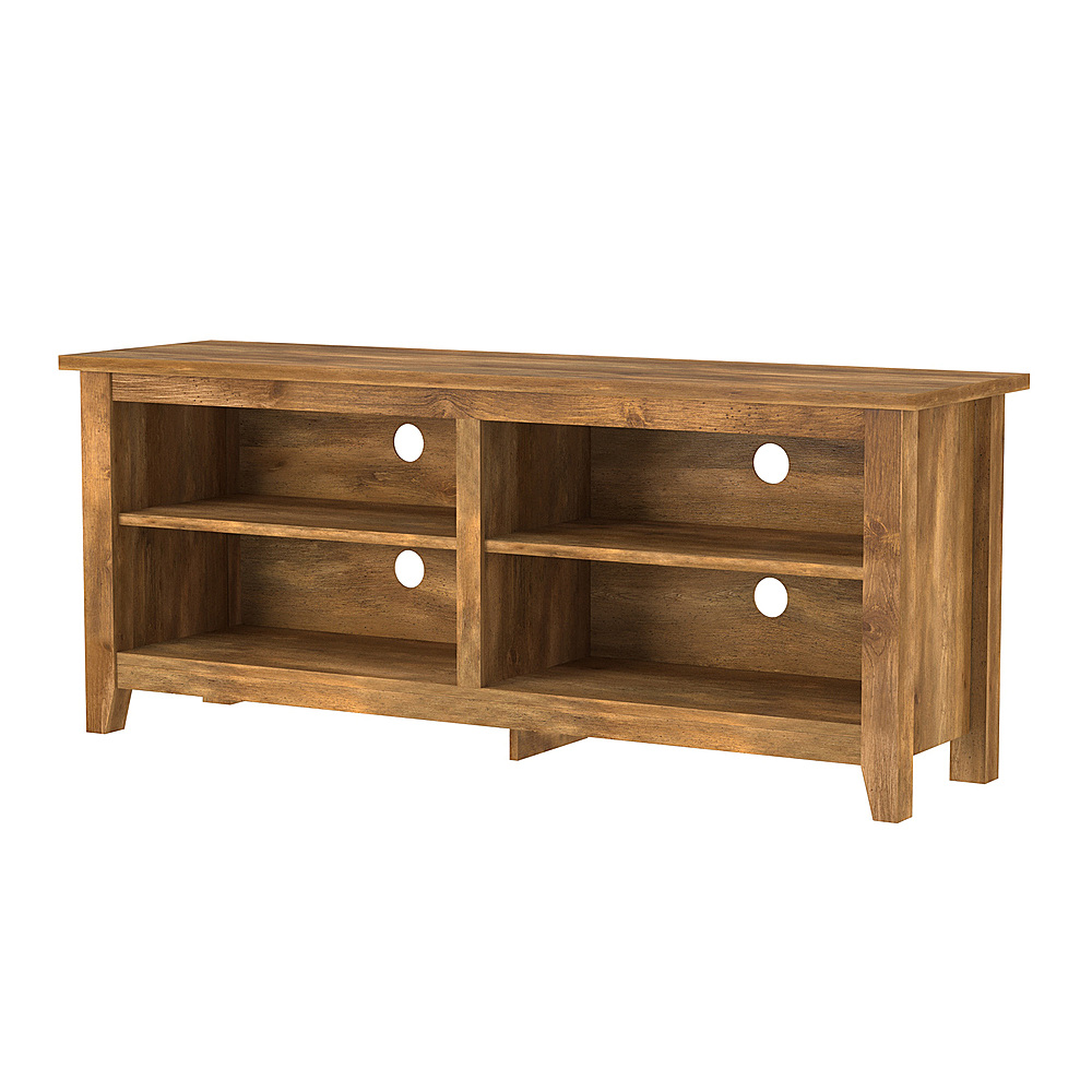 Left View: Walker Edison - Modern 58" Wood Open Storage TV Stand for Most TVs up to 65" - Barnwood