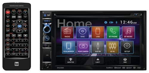 Front. Dual - 6.2" - CD/DVD - Built-In Bluetooth - Built-In HD Radio - In-Dash Receiver and Remote - Black.