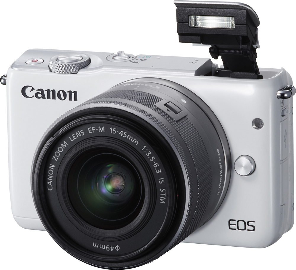 Best Buy: Canon EOS M10 Mirrorless Camera with 15-45mm Lens White