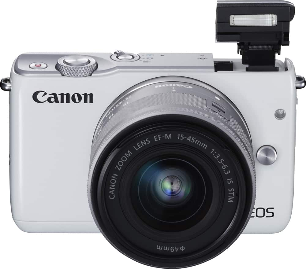 Best Buy: Canon EOS M10 Mirrorless Camera with 15-45mm Lens White