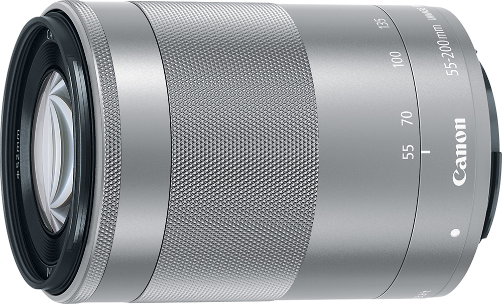 Angle View: Canon - EF-M 55-200mm f/4.5-6.3 IS STM Telephoto Zoom Lens for EOS M Series Cameras - Silver