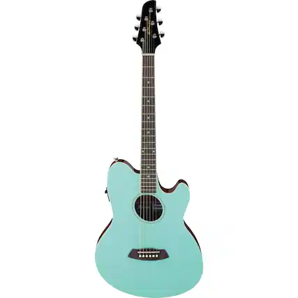 Front. Ibanez - Ibanez TCY10E Talman Acoustic Guitar, Purpleheart Fretboard, Sea Foam Green.