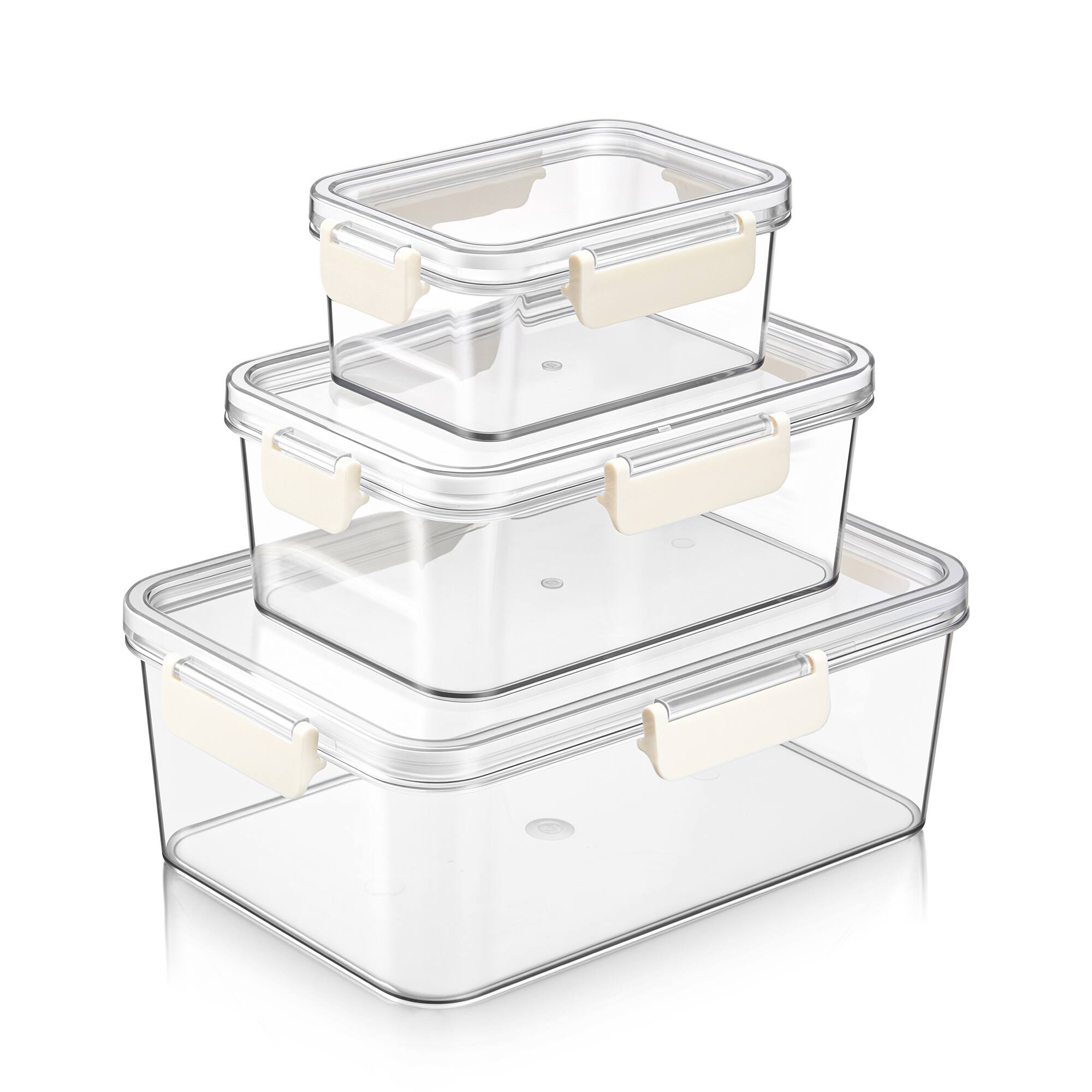Angle. Sorbus - Sorbus 3-Pack Food Storage Container Set – BPA-Free Leak-Proof Plastic with Snap-On Lids, Stackable & Nestable Meal Prep - Clear.