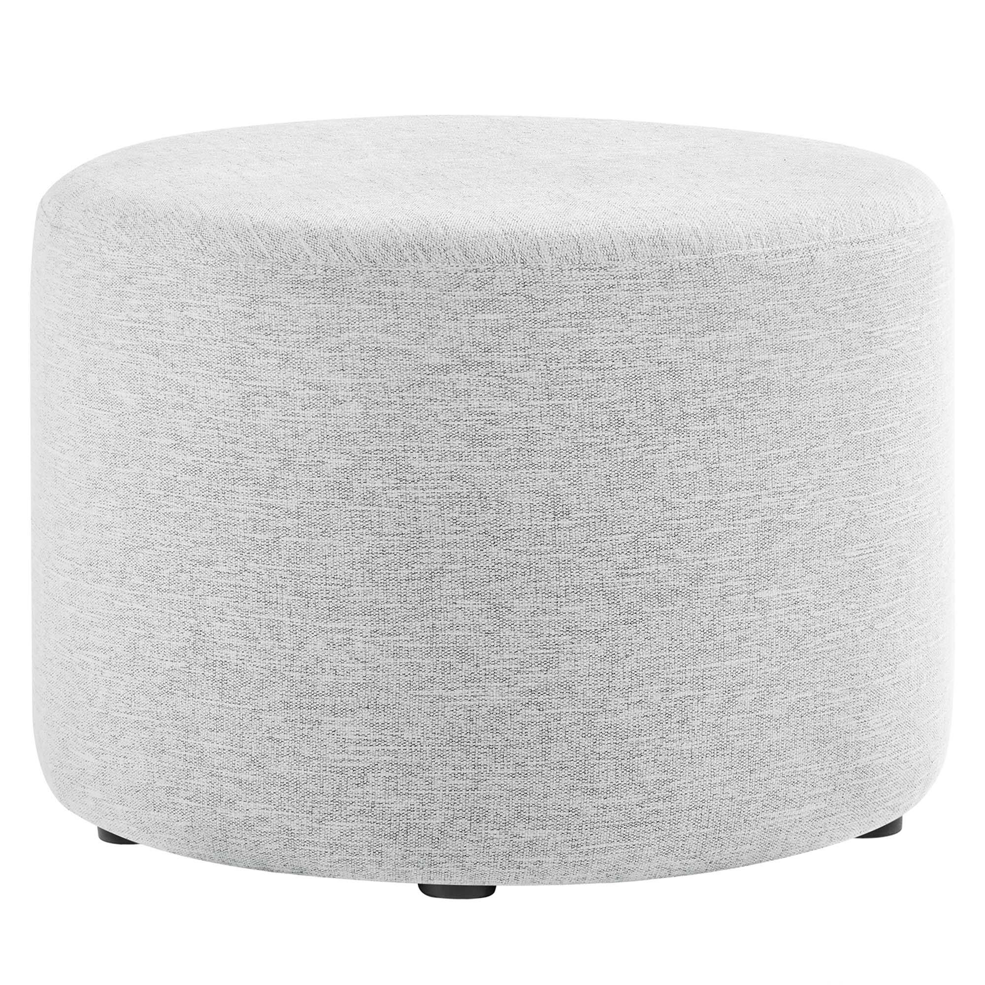 Angle. Modway - Callum Large 23" Round Woven Heathered Fabric Upholstered Ottoman by Modway - Heathered Weave Light Gray.