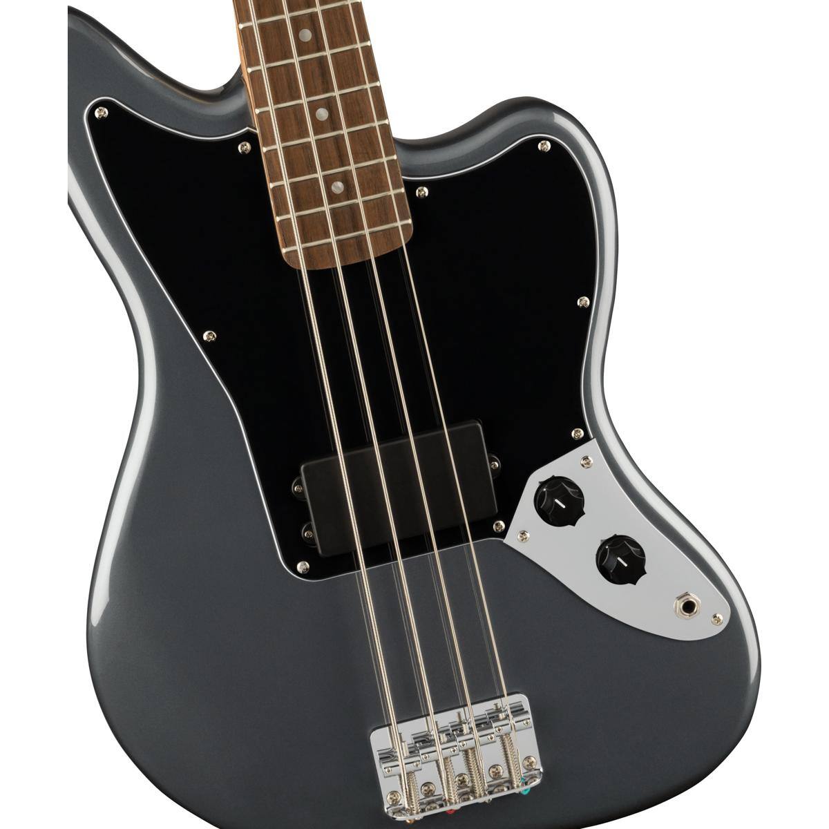 Alt View 2. Squier - Squier Affinity Jaguar Bass H Charcoal Frost      Metallic.