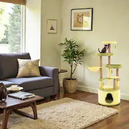 BreeBe - Spacious Avocado-Shaped Multi-Level Cat Tower with Cozy Private Condo - Green