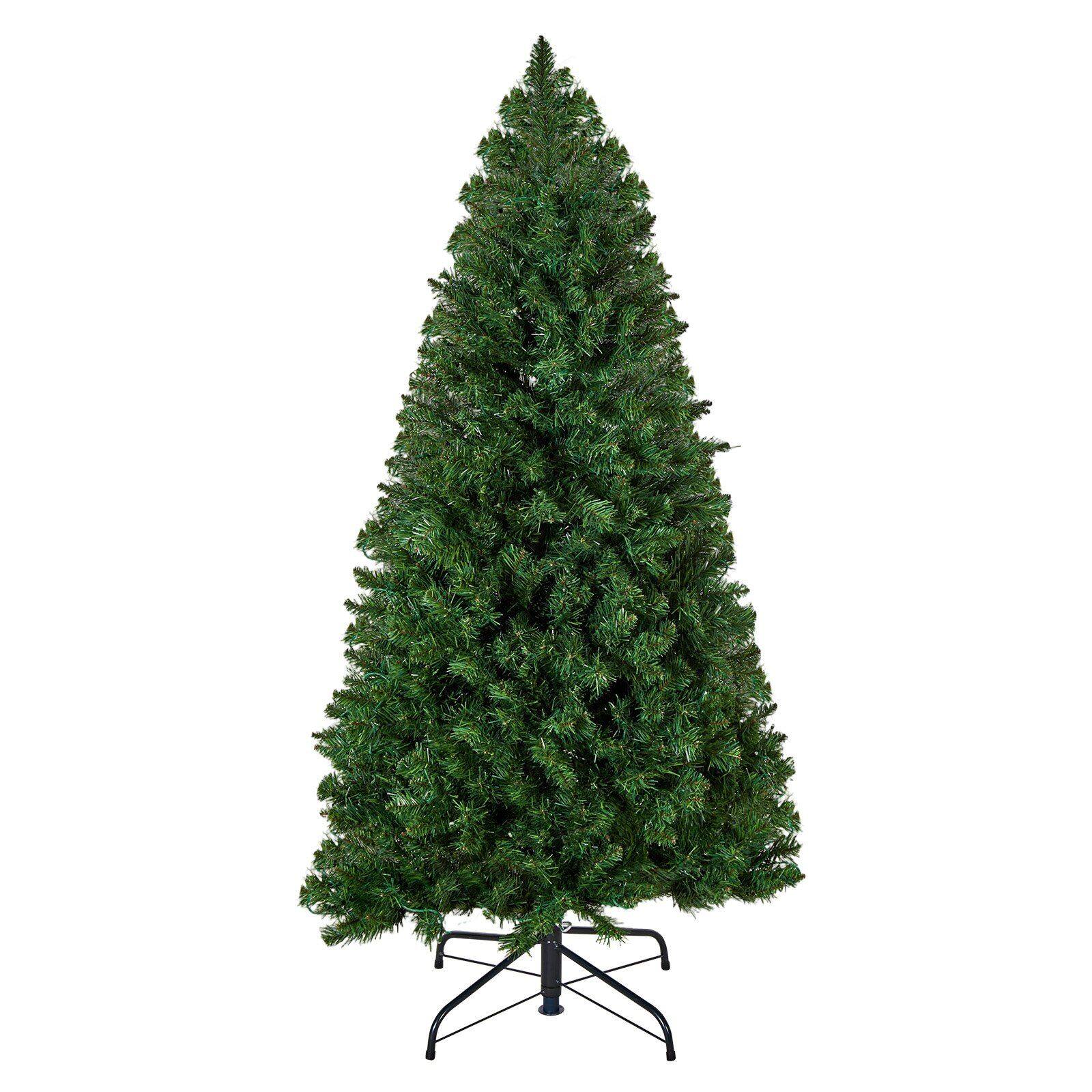 Front. Mirfee - 4ft Prelit Artificial Christmas Tree with 120 Warm White LEDs, 8 Lighting Modes, 539 Branch Tips & Metal Base - Green.