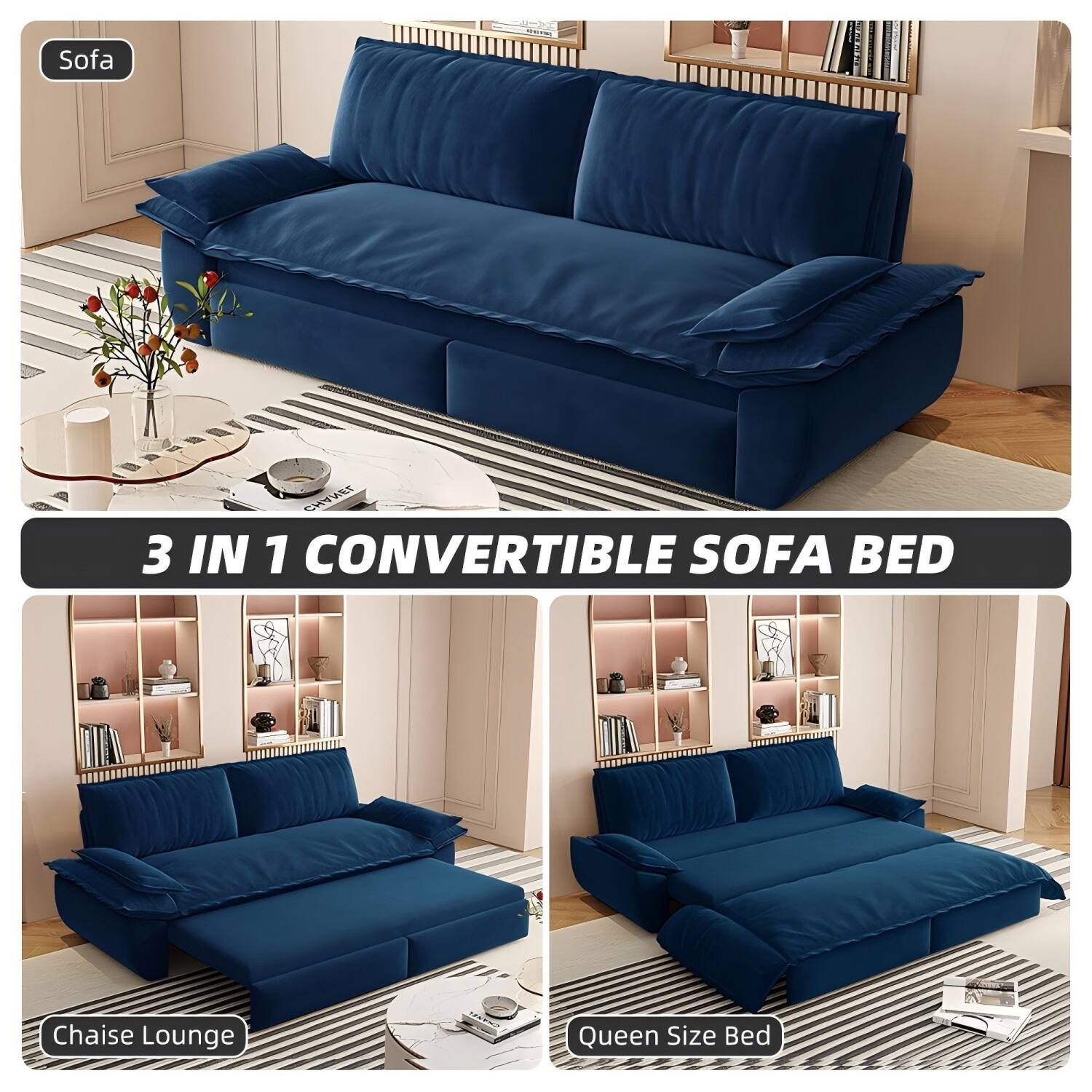 Sofa CWEr ANA 3 IN 1 CONVERTIBLE SOFA BED  
Chaise Lounge  
Queen Size Bed