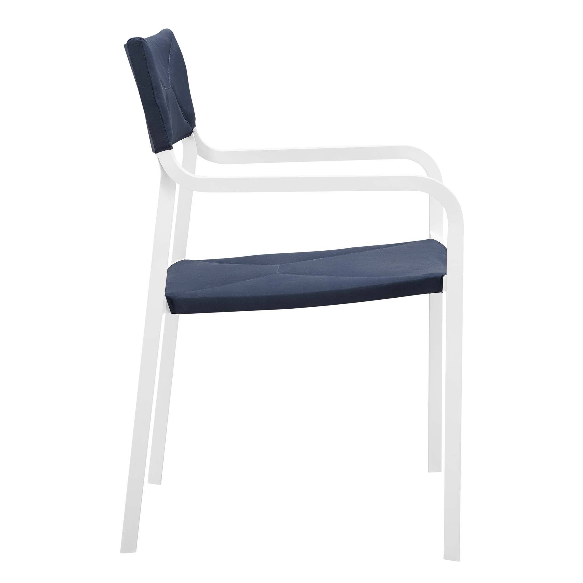 Back. Modway - Raleigh 7-Piece Outdoor Aluminum Dining Set - White Navy.