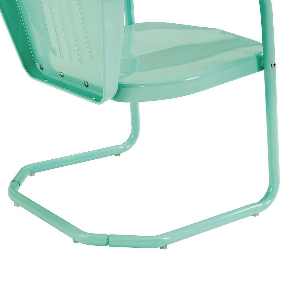 Alt View 4. Outdoor Escape - Aqua Blue Metal Patio Chair with Gloss Finish – Decorative Retro Style - Aqua Gloss.