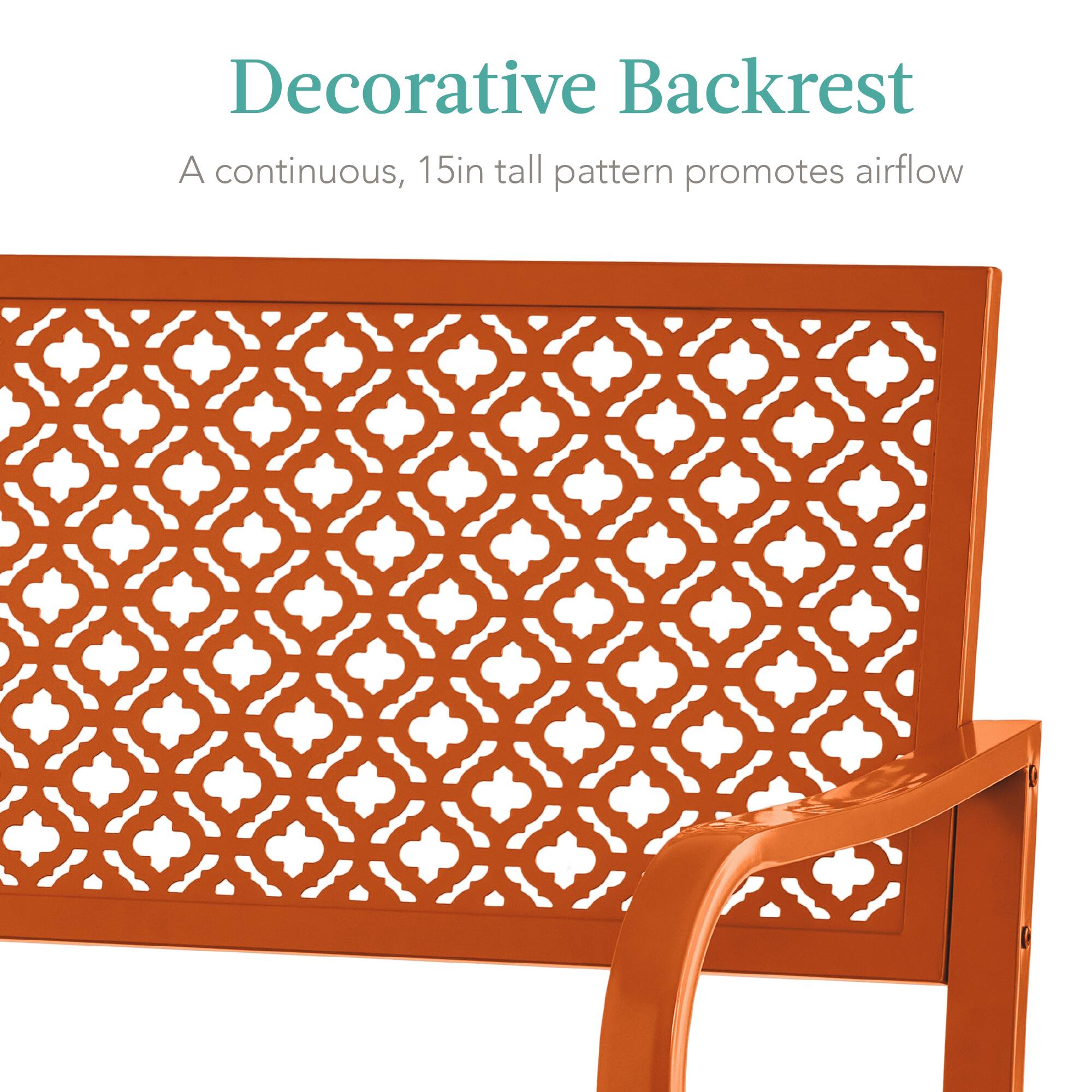 Decorative Backrest  
A continuous, 15in tall pattern promotes airflow