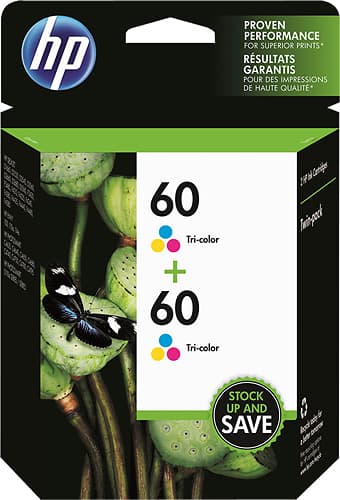 Front. HP - 60 2-Pack Ink Cartridges - Cyan/Magenta/Yellow.