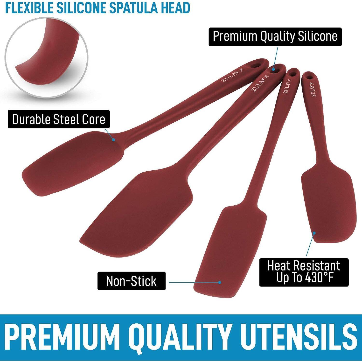 FLEXIBLE SILICONE SPATULA HEAD

Premium Quality Silicone
Durable Steel Core
ZULAYX
Non-Stick
Heat Resistant Up To 430F
PREMIUM QUALITY UTENSILS