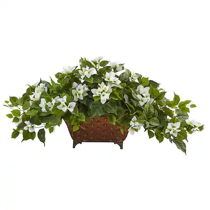 Front. BreeBe - 17" Bougainvillea Artificial Plant in Metal Planter - Beauty.