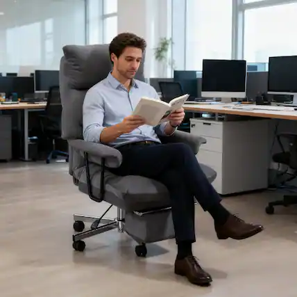 Front. TinyHomie - Gray Overstuffed Office Chair with Lumbar Support - gray.