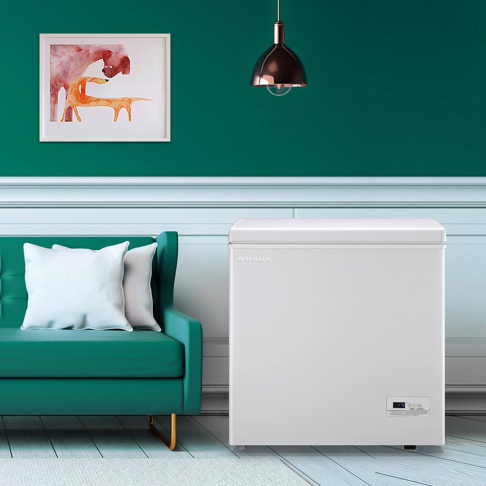 Alt View 8. DEMULLER - Chest Freezer 5.0 Cu.Ft with 2 Removable Baskets, Adjustable Wheels with Top Open Door - WHITE.