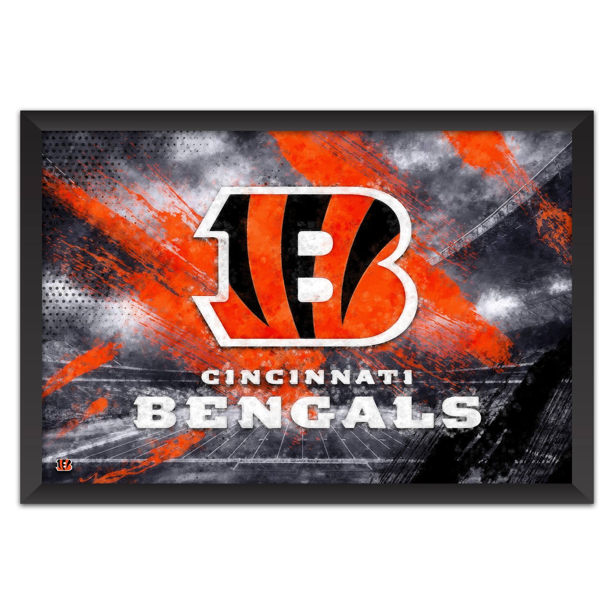 Cincinnati Bengals 14" x 20" Brush Stroke Logo Framed Art Print