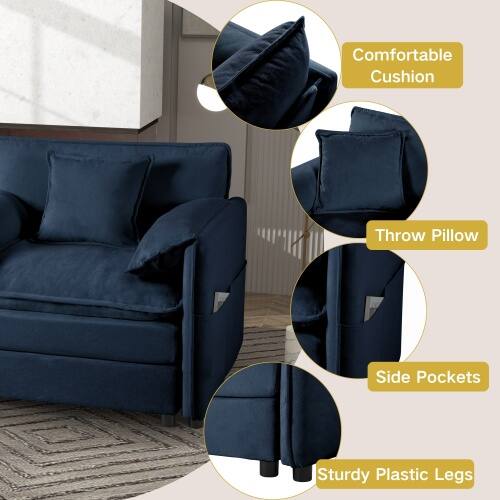 Comfortable Cushion Throw Pillow Side Pockets Sturdy Plastic Legs