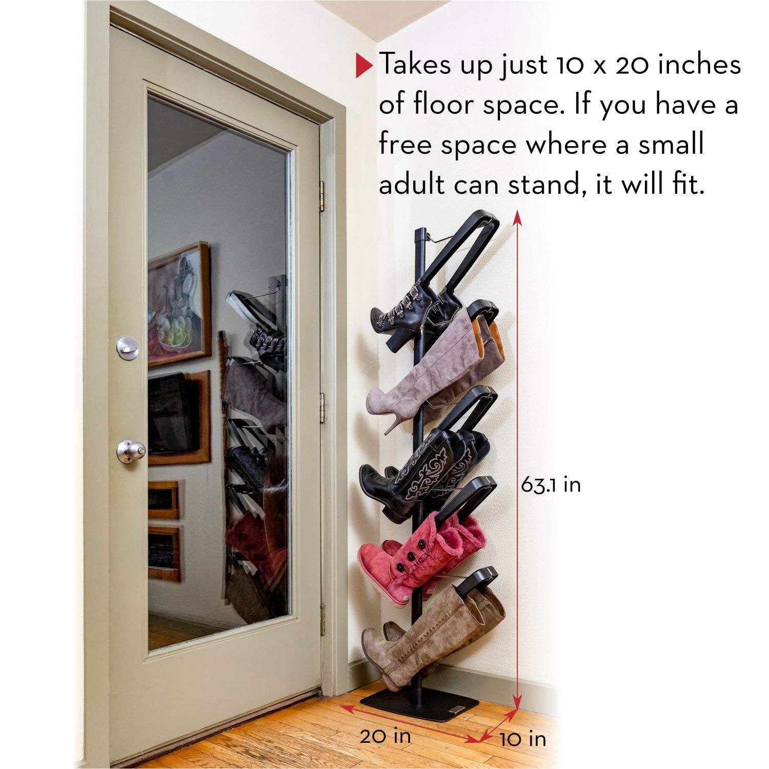 Takes up just 10 x 20 inches of floor space. If you have a free space where a small adult can stand, it will fit.

63.1 in  
20 in  
10 in