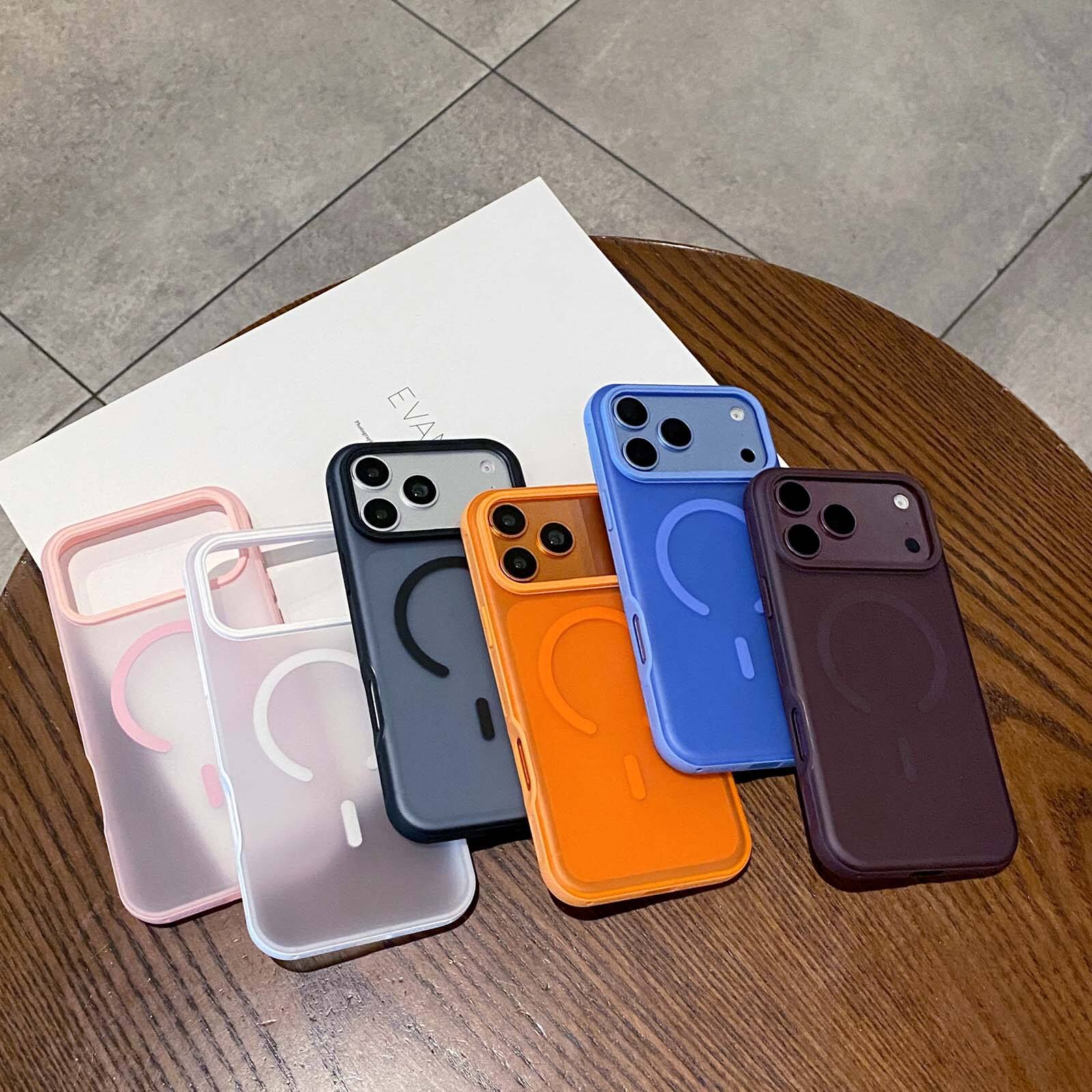 Back. Dteck - for Apple iPhone 18 Pro Magnetic Matte Translucent Case,Slim Shock-absorbent Rugged Non-Slip Protective Back Cover - White.
