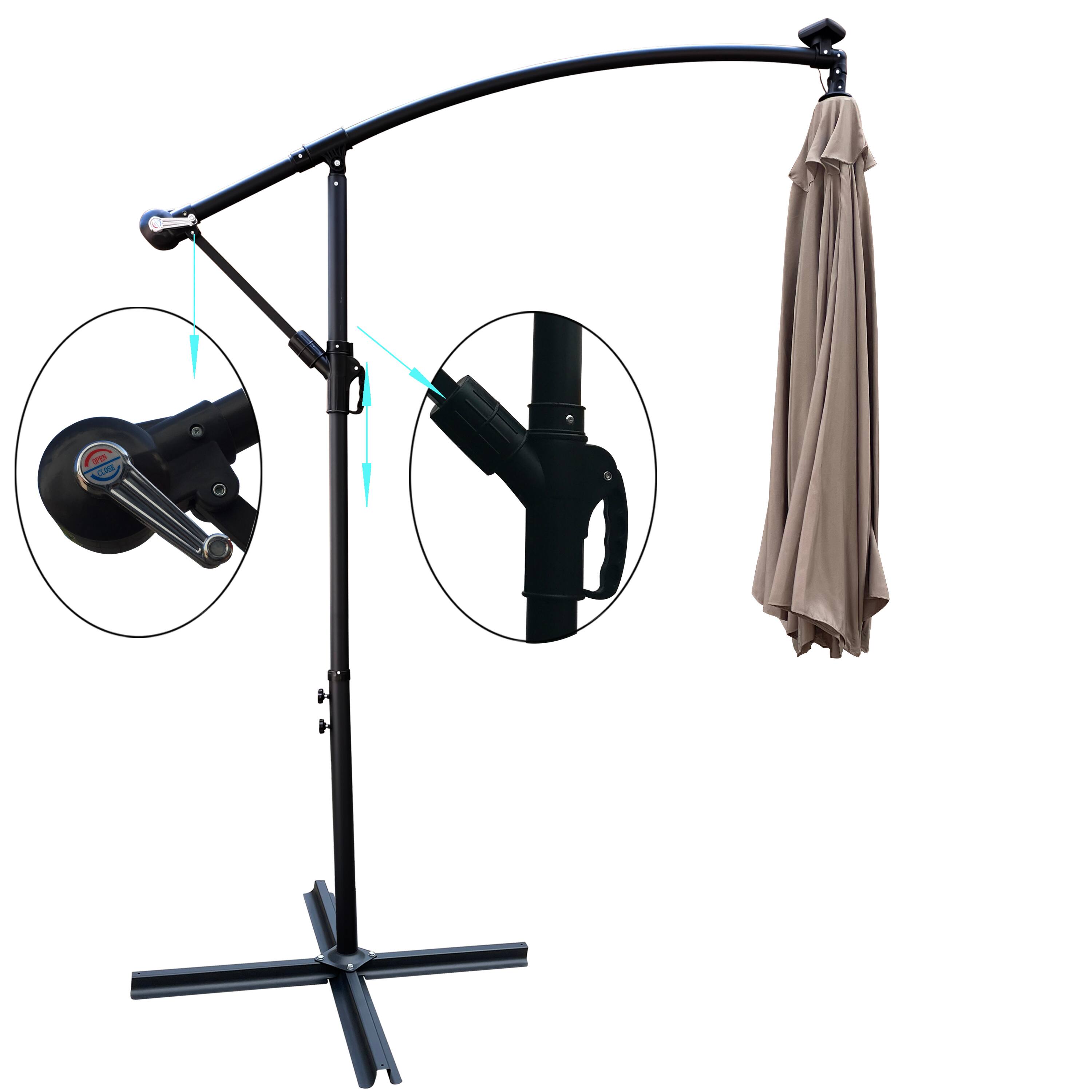 Alt View 3. Ecooso - 10 ft Outdoor Patio Umbrella Solar Powered LED Lighted， 8 Ribs Umbrella with Crank and Cross Base，Garden Deck Backyard - Mushroom.