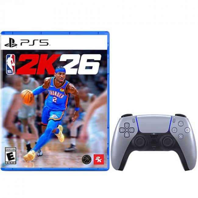 Sony - PlayStation 5 DualSense Wireless Controller NBA 2K26 PlayStation 5 - Compatible with PlayStation 5 con - Sterling Silver