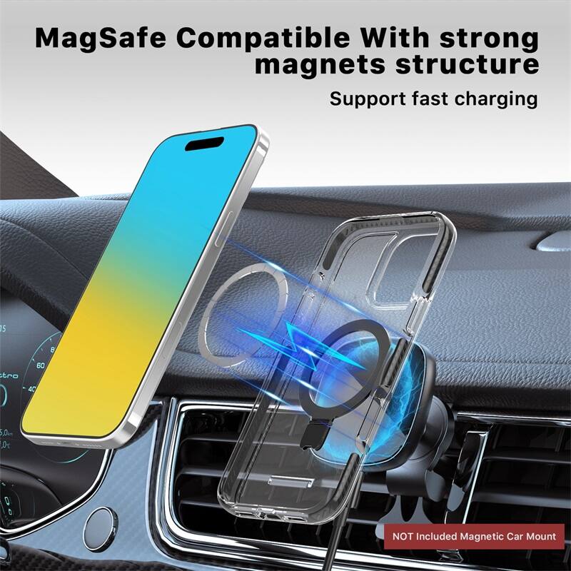 MagSafe Compatible With strong magnets structure Support fast charging NOT Included Magnetic Car Mount