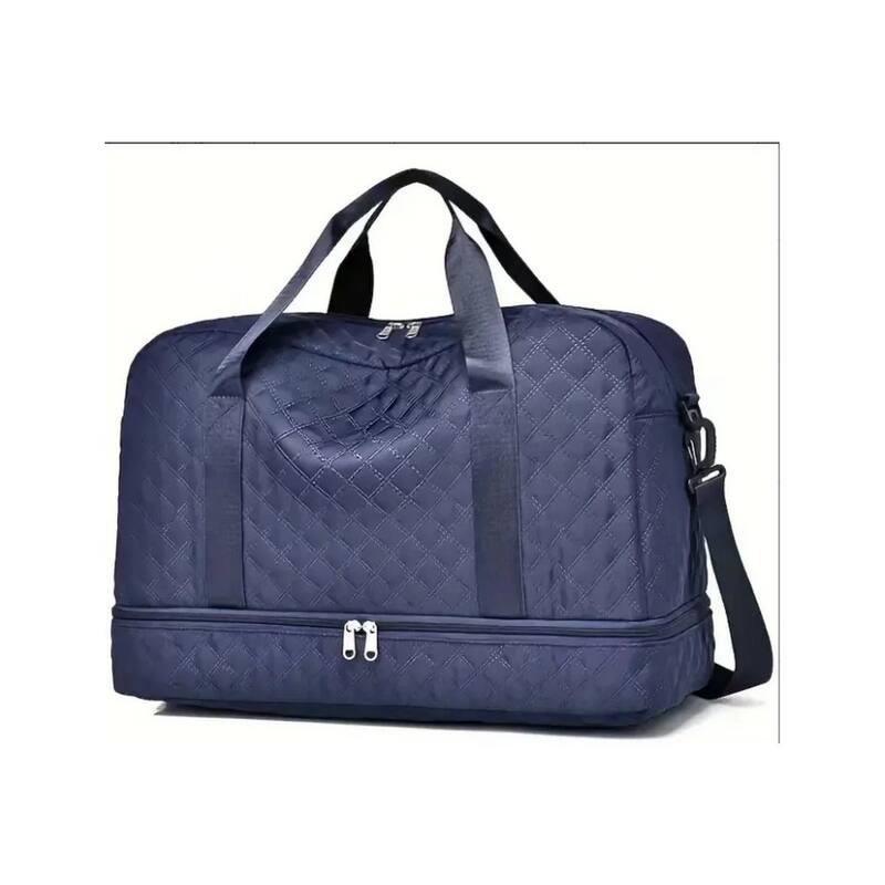Front. Wikistore - Wikistore Diamond Pattern Small Square Crossbody Tote with Dry Wet Separation Lake Blue - Lake Blue.