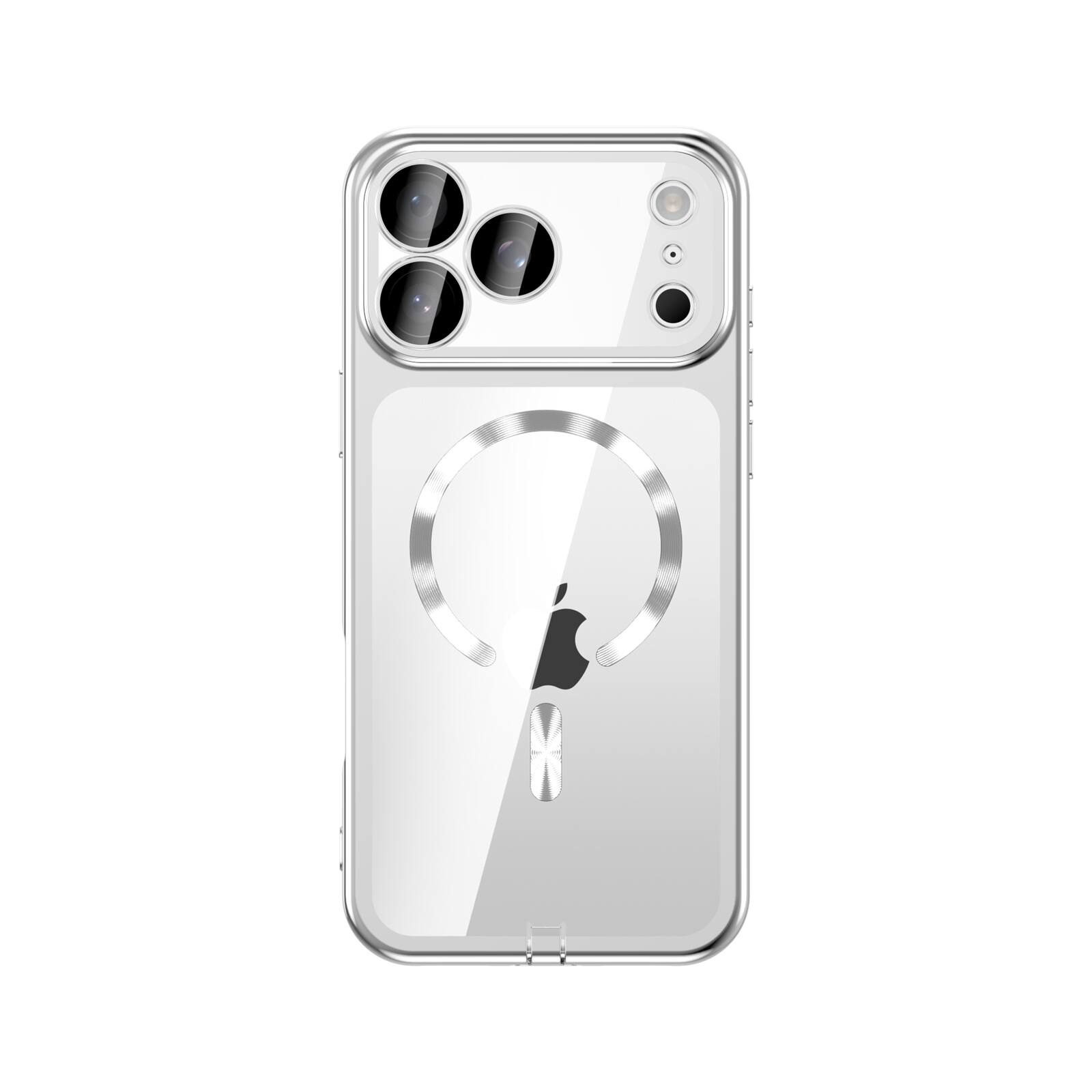 Angle. UUCOVER - Magnetic Clear Case for iPhone 18 Pro Max Shockproof Plating TPU Compatible with MagSafe Camera Lens Protector Cover - Silver.