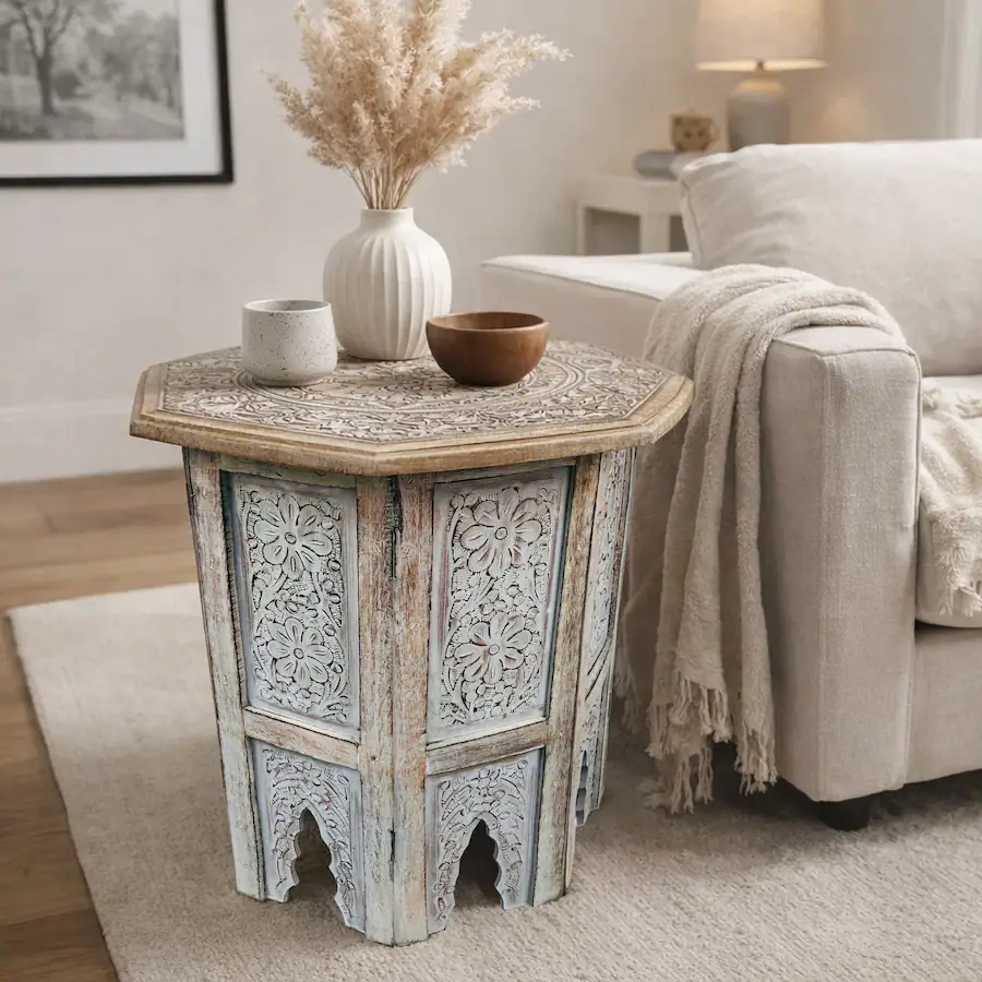 Manhattan Lane 18 Inch Handcrafted Farmhouse Side Table, Engraved ...