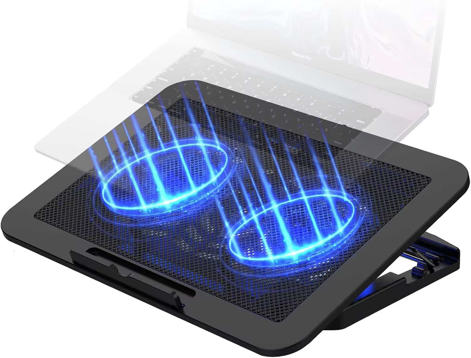 Luckbyte - Ultra-Light Laptop Cooling Pad with Dual 1300 RPM Quiet Fans, Adjustable Ergonomic Stand for 9-17" Laptops