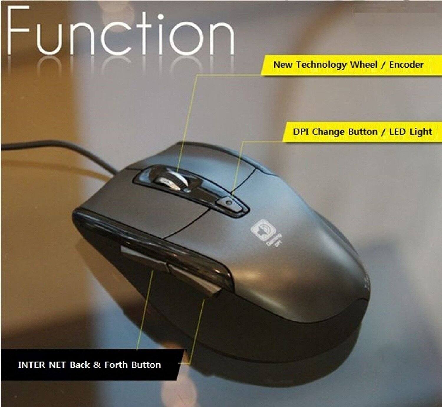 Function  
- New Technology Wheel / Encoder  
- DPI Change Button / LED Light  
- INTER NET Back & Forth Button