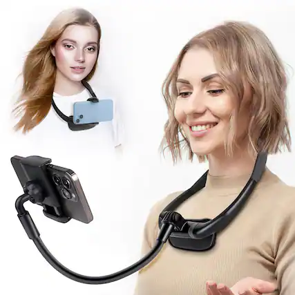 Front. Empire DigiLabs - Cell Phone Stand Neck Holder Hand Free Flexible Gooseneck For Bed Pov vlog Selfie Mount Universal Multi fun... - Black Neck Phone Holder.