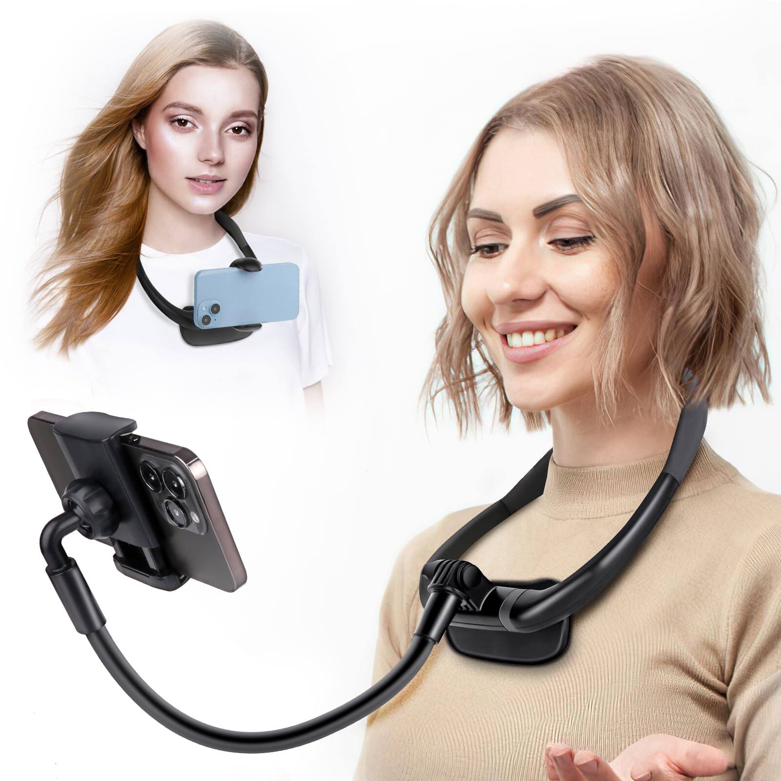 Front. Empire DigiLabs - Cell Phone Stand Neck Holder Hand Free Flexible Gooseneck For Bed Pov vlog Selfie Mount Universal Multi fun... - Black Neck Phone Holder.