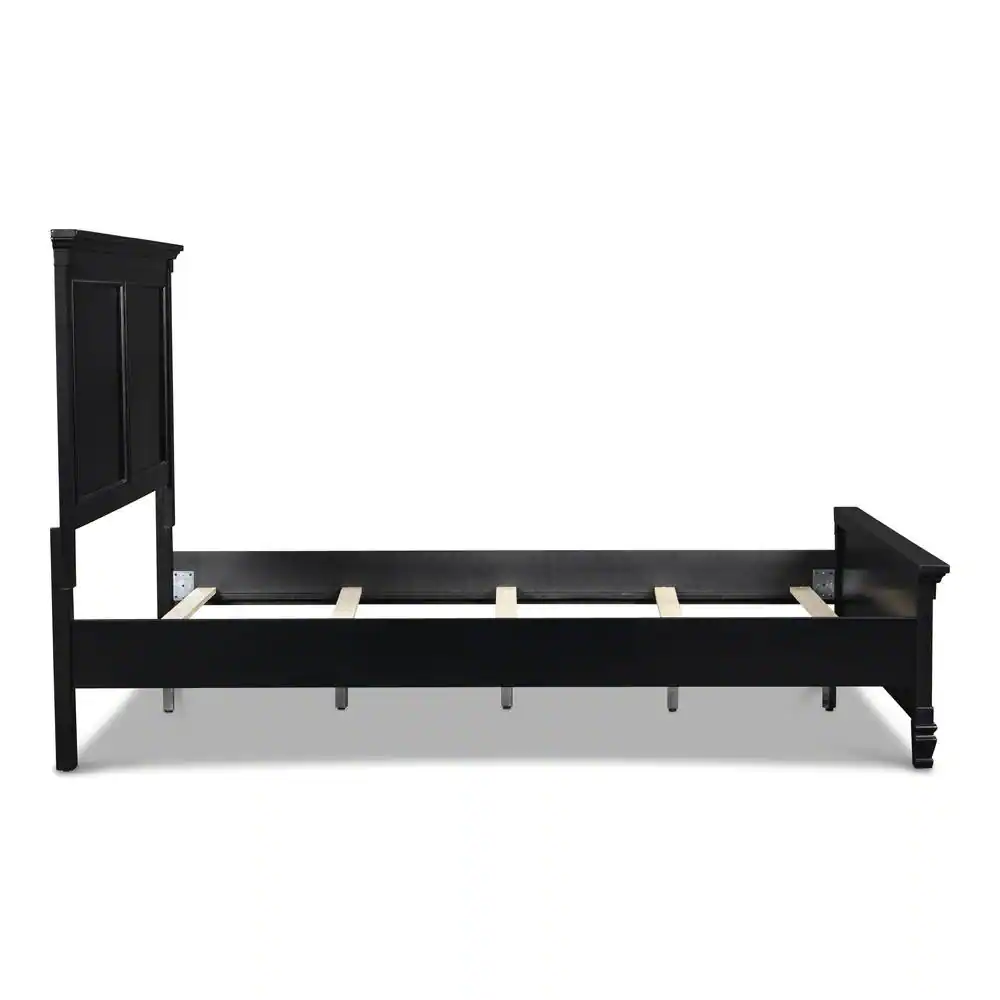 Left. New Classic Furniture - Furniture Tamarack Contemporary Solid Wood 5/0 Q Panel Bed in Black - Black.