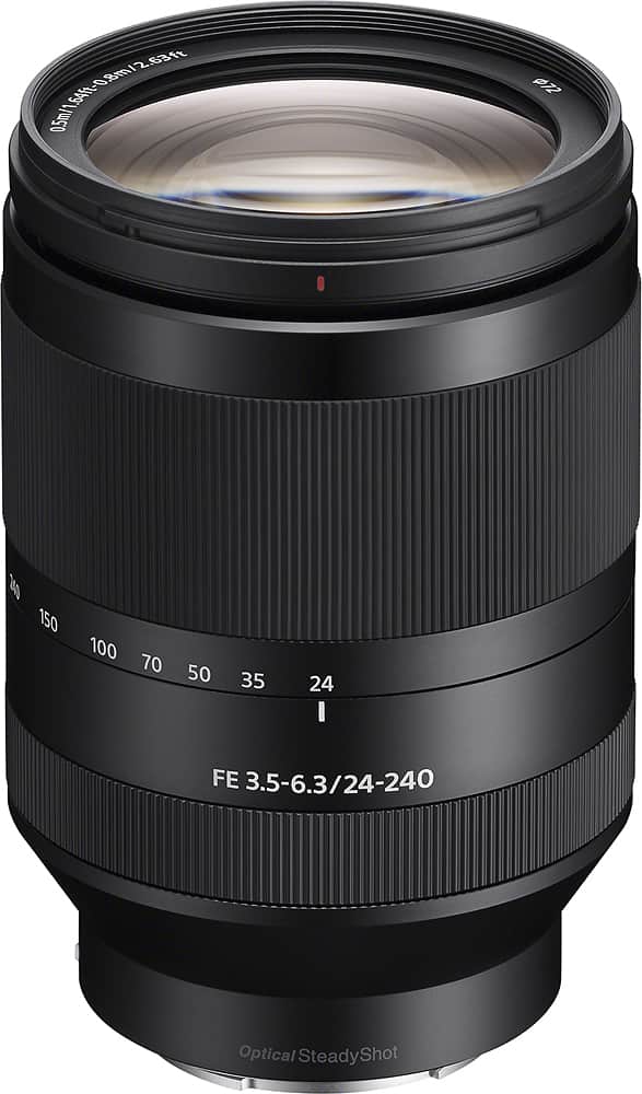 Sony - FE 24-240mm f/3.5-6.3 OSS Full-Frame Telephoto Zoom Lens for E-Mount Cameras - Black - Front_Zoom