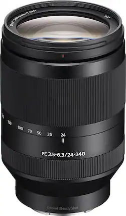 Front. Sony - FE 24-240mm f/3.5-6.3 OSS Full-Frame E-Mount Telephoto Zoom Lens - Black.