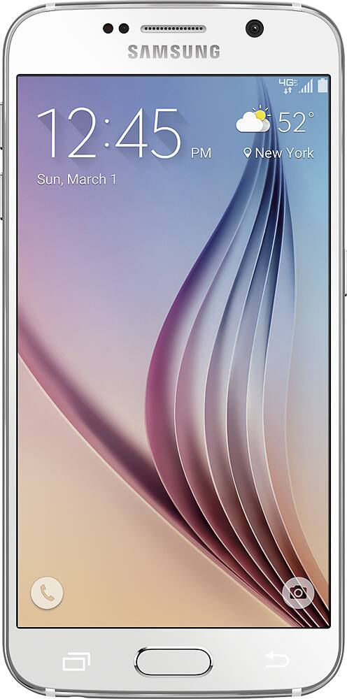 Front. Samsung - Refurbished Galaxy S6 4G LTE with 32GB Memory Cell Phone - White Pearl.