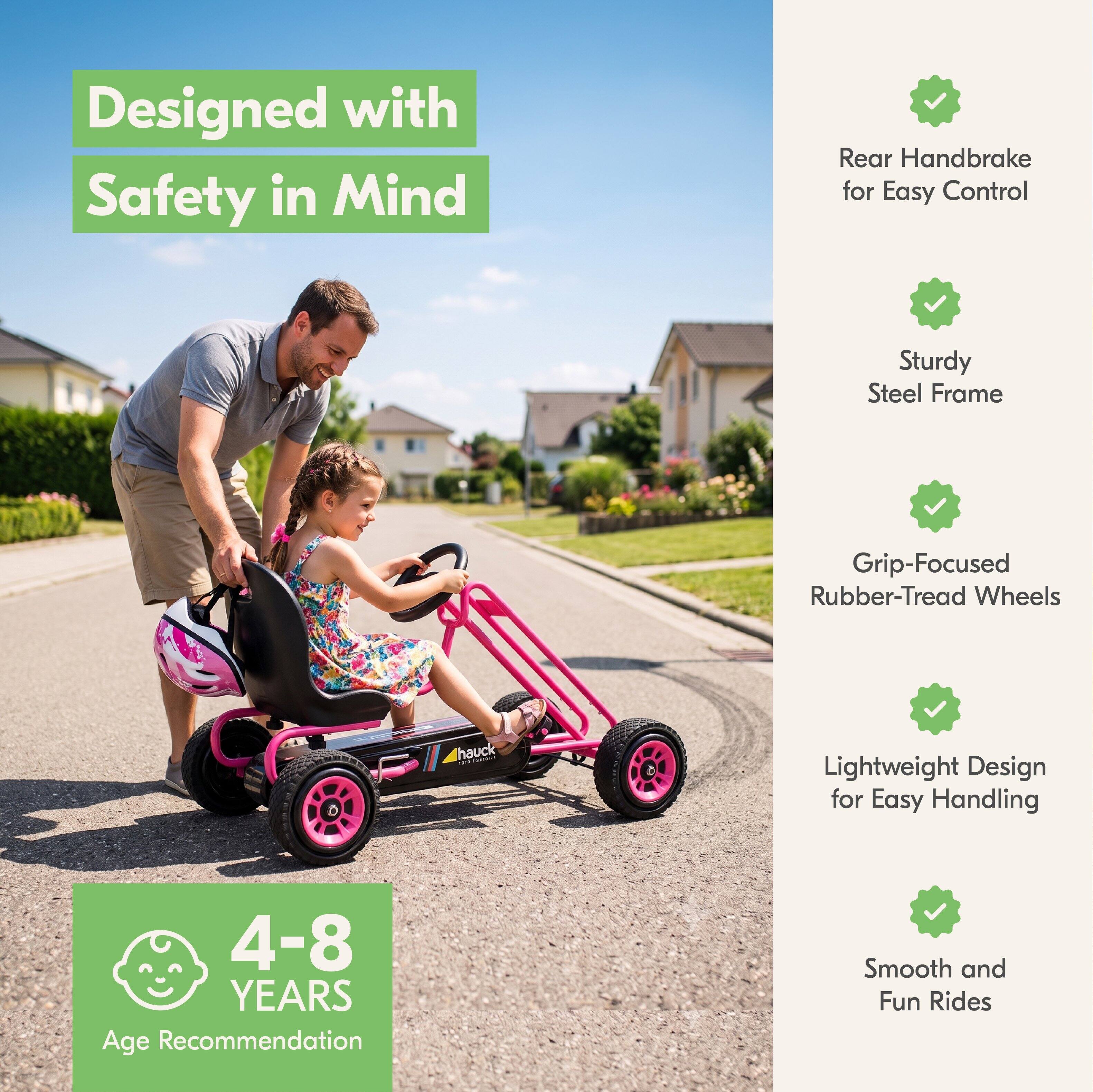 Designed with Safety in Mind

Rear Handbrake for Easy Control

Sturdy Steel Frame

Grip-Focused Rubber-Tread Wheels

Lightweight Design for Easy Handling

4-8 YEARS Age Recommendation

Smooth and Fun Rides