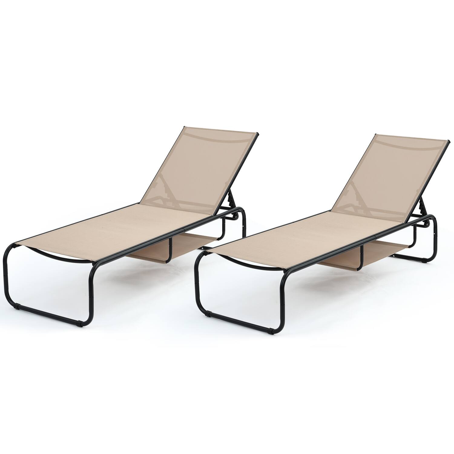 Front. Ainfox - Ainfox 2 Set Patio Lounge Chair Chaise Lounge for Patio, Beach, Pool Grey Brown - Brown.