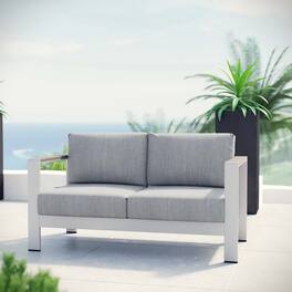 Shore Outdoor Patio Aluminum Loveseat by Modway - Silver Gray
