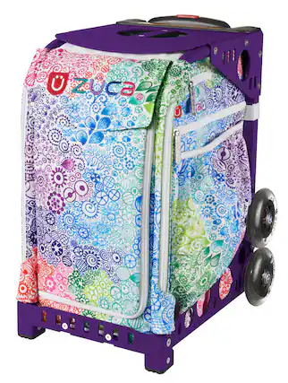 Front. Zuca - Zuca Rainbow Color Explosion Sport Insert Bag & Purple Frame w/ Flashing Wheels - Two-Tone.