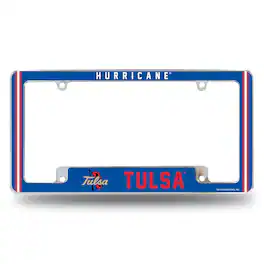 Rico Industries - Tulsa Hurricane Chrome Metal License Plate Frame with Full Frame Team Color Graphics - Multi