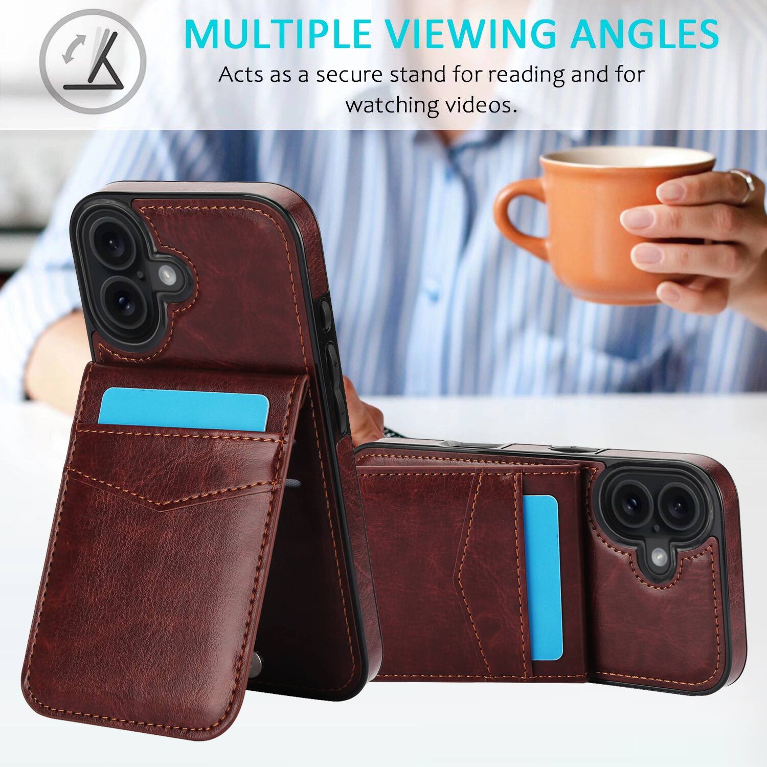 MULTIPLE VIEWING ANGLES  
Acts as a secure stand for reading and for watching videos.